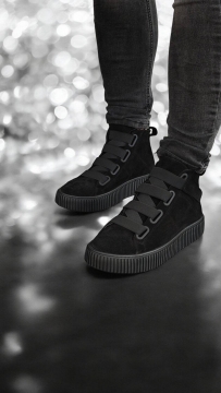 Модные кожаные мужские зимние ботинки Gross на липучках Т-1020