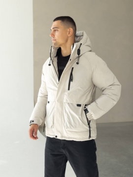 Світла чоловіча зимова курточка з капюшоном до -15 градусів К-1538