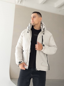 Світла чоловіча зимова курточка з капюшоном до -15 градусів К-1538