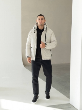 Світла чоловіча зимова курточка з капюшоном до -15 градусів К-1538