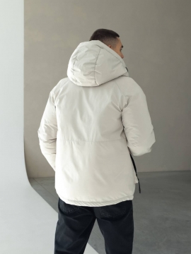 Світла чоловіча зимова курточка з капюшоном до -15 градусів К-1538