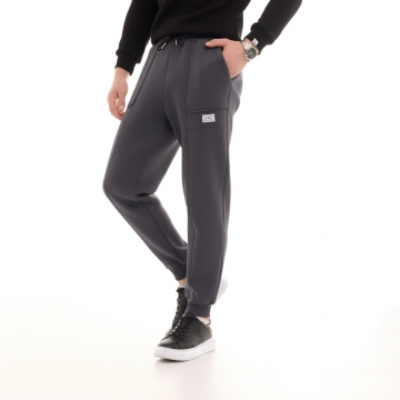 Теплые мужские темно серые штаны с начесом Pobedov Б-698