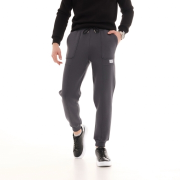 Теплые мужские темно серые штаны с начесом Pobedov Б-698