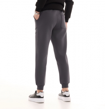 Теплые мужские темно серые штаны с начесом Pobedov Б-698