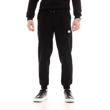 Черные теплые зимние спортивные штаны с начесом Б-699