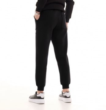 Черные теплые зимние спортивные штаны с начесом Б-699