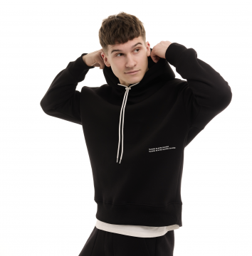 Черный теплый мужской спортивный костюм с капюшоном Pobedov К-965