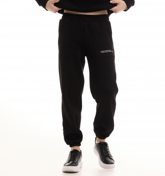 Черный теплый мужской спортивный костюм с капюшоном Pobedov К-965