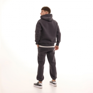 Теплый темно серый мужской спортивный костюм на зиму К-966