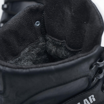 Черные кожаные высокие зимние ботинки Cat с мехом Т-1021