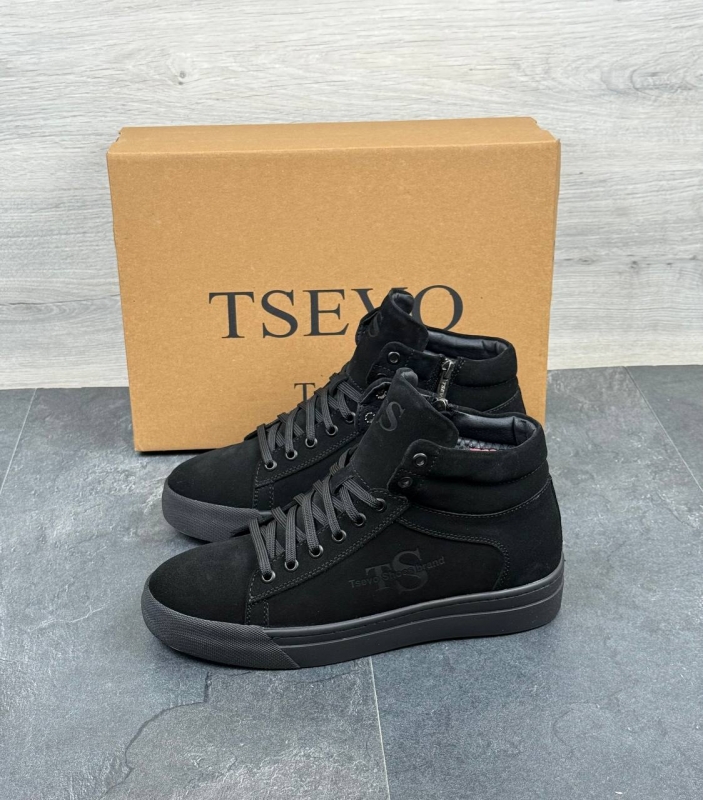 Мужские зимние ботинки на молнии из натуральной замши Т-1023