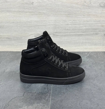 Мужские зимние ботинки на молнии из натуральной замши Т-1023