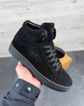 Мужские зимние ботинки на молнии из натуральной замши Т-1023