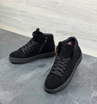 Мужские зимние ботинки на молнии из натуральной замши Т-1023