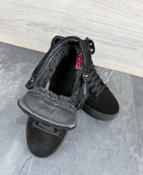 Мужские зимние ботинки на молнии из натуральной замши Т-1023