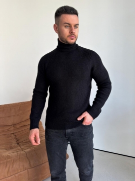 Черный вязаный свитер под горло Т-1325