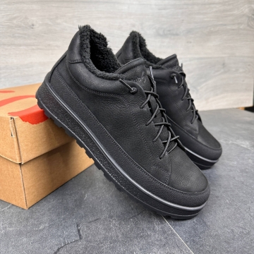 Мужские зимние кожаные кроссовки из нубука с мехом Т-1025