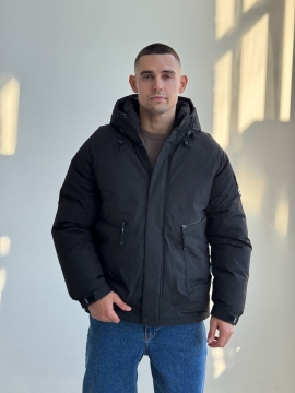 Черная мужская зимняя куртка Madiss с капюшоном К-1542