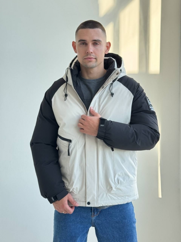 Черная куртка мужская на зиму Madiss с белыми рукавами К-1543