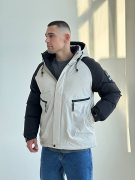 Черная куртка мужская на зиму Madiss с белыми рукавами К-1543