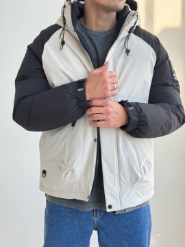 Черная куртка мужская на зиму Madiss с белыми рукавами К-1543