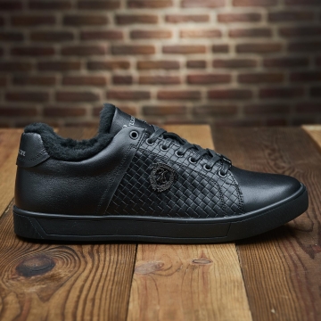 Стильні чоловічі зимові кеди з чорним хутром Т-1027