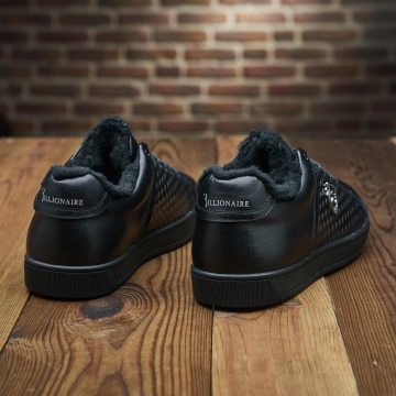 Стильні чоловічі зимові кеди з чорним хутром Т-1027