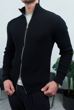 Черная мужская кофта в рубчик на молнии весна осень Т-1329