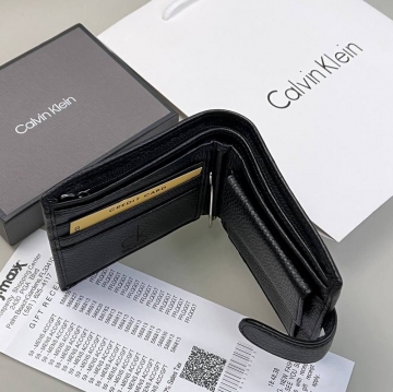 Черный мужской небольшой кошелек СК из натуральной кожи К-137