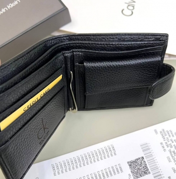 Черный мужской небольшой кошелек СК из натуральной кожи К-137