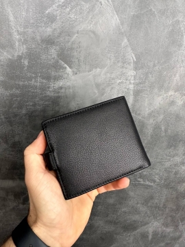 Черный кожаный маленький мужской кошелек Armani К-138