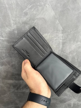 Черный кожаный маленький мужской кошелек Armani К-138