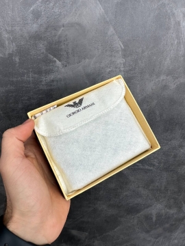 Черный кожаный маленький мужской кошелек Armani К-138