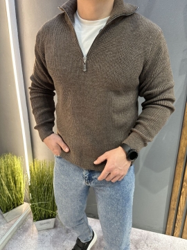 Стильний трикотажний чоловічий джемпер на блискавці під шию Т-1349
