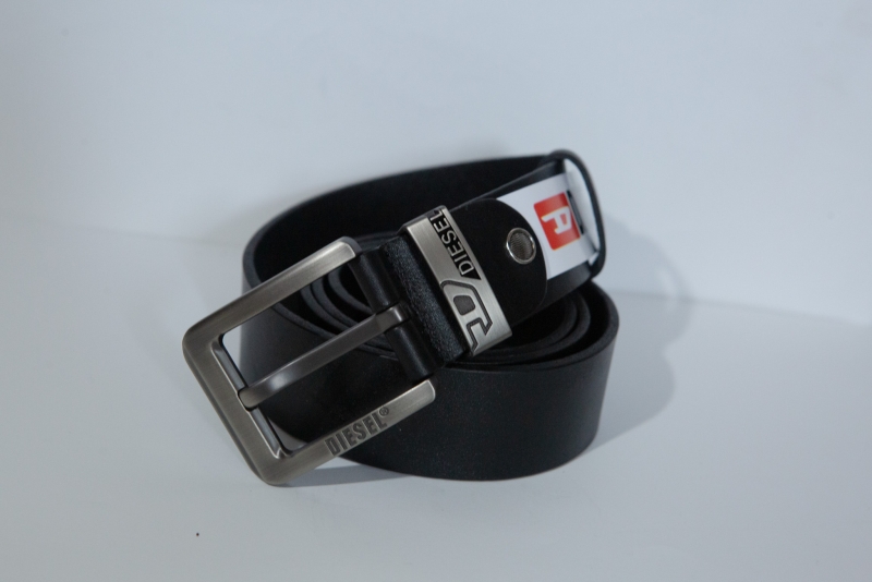 Брендовый мужской черный кожаный ремень Diesel Р-301
