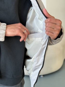 Мужская светлая стеганая куртка на евро зиму с капюшоном К-1549