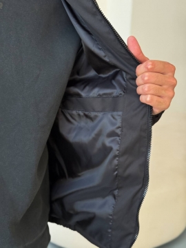 Черная мужская куртка с капюшоном на евро зиму К-1550