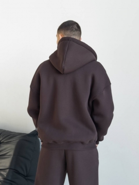 Зимний теплый спортивный костюм с кофтой на змейке в коричневом оттенке К-983