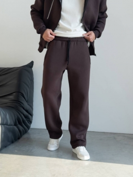 Зимний теплый спортивный костюм с кофтой на змейке в коричневом оттенке К-983