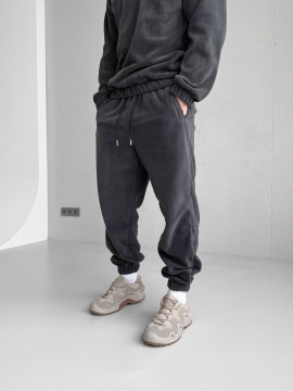 Темно серый флисовый мужской костюм на зиму К-986