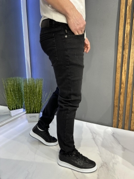 Черные мужские подзауженные джинсы BigBull с потертостями Д-857