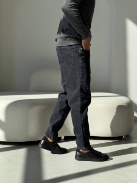 Темно-темно серые мужские джинсы мом Д-867