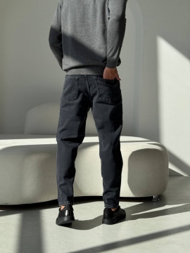 Темно-темно серые мужские джинсы мом Д-867