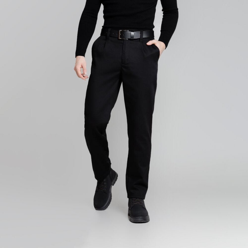 Теплые мужские деловые черные штаны брючного фасона Б-700
