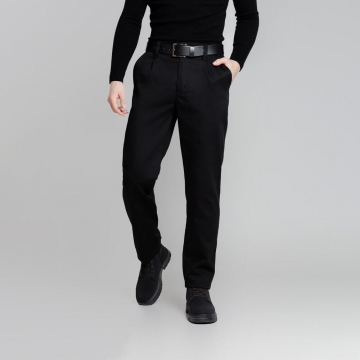 Теплые мужские деловые черные штаны брючного фасона Б-700