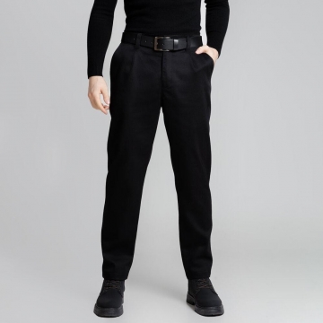 Теплые мужские деловые черные штаны брючного фасона Б-700