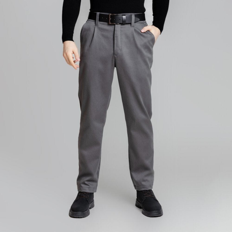 Деловые мужские утепленные серые штаны брючного фасона Б-701