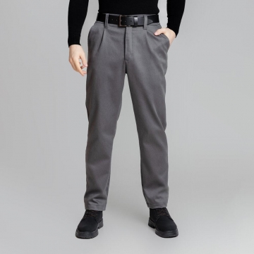 Деловые мужские утепленные серые штаны брючного фасона Б-701