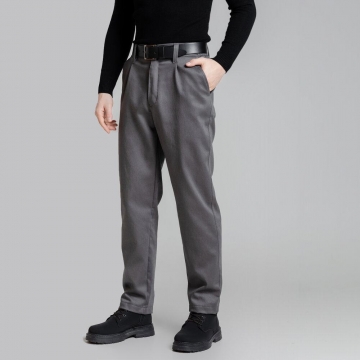 Деловые мужские утепленные серые штаны брючного фасона Б-701