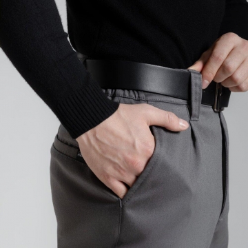 Деловые мужские утепленные серые штаны брючного фасона Б-701